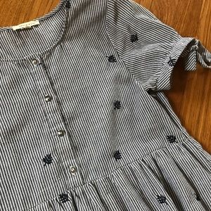 Tea n Rose Navy Pinstripe Dress with Pockets